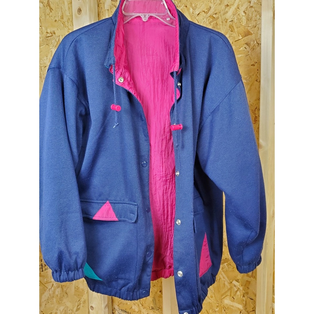 Medium Westside Connection Reversible Sweatshirt Jacket Blue Windbreaker Pink 90